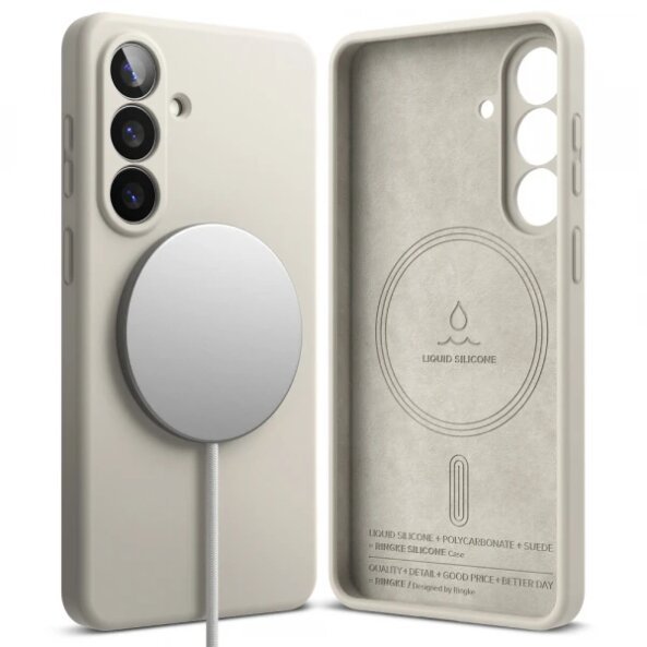 Husa MagSafe pentru Samsung Galaxy S26, Ringke, Silicone, Crem