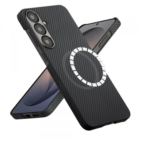 Husa MagSafe pentru Samsung Galaxy S26, Techsuit, Aramid Fiber, Neagra