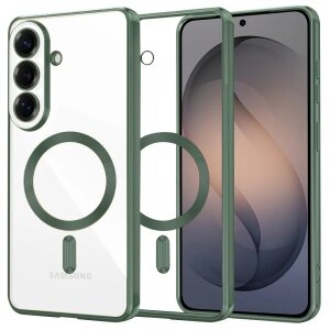 Husa MagSafe pentru Samsung Galaxy S26, Techsuit, Luxury Crystal, Verde Inchis
