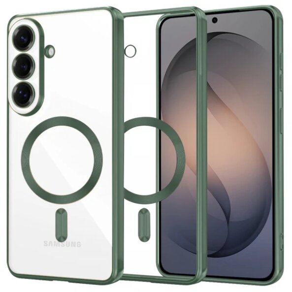 Husa MagSafe pentru Samsung Galaxy S26, Techsuit, Luxury Crystal, Verde Inchis