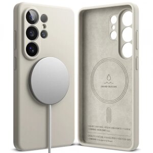 Husa MagSafe pentru Samsung Galaxy S26 Ultra, Ringke, Silicone, Crem