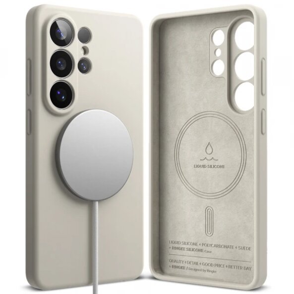 Husa MagSafe pentru Samsung Galaxy S26 Ultra, Ringke, Silicone, Crem