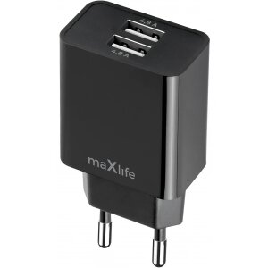 Incarcator Retea MaXlife MXTC-12, 24W, 4.8A, 2 x USB-A, Negru 
