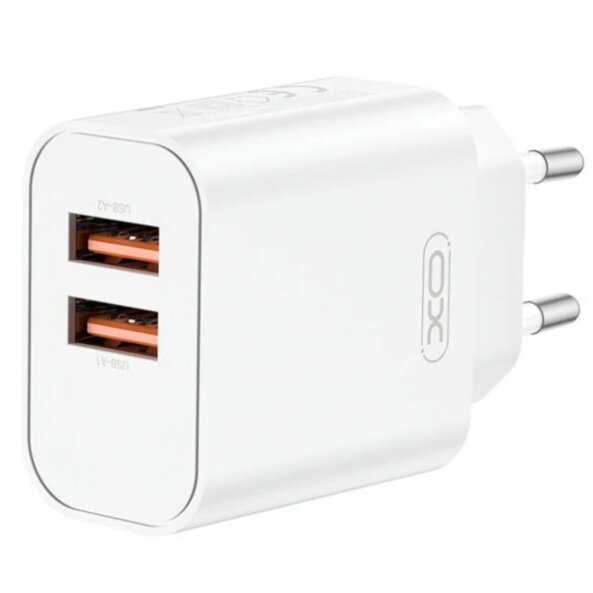 Incarcator Retea XO Design CE34, 12W, 2.4A, 2 x USB-A, Alb 