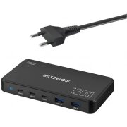 Incarcator Statie BlitzWolf BW-i100, 120W, 5A, 2 x USB-A - 3 x USB-C, Negru 