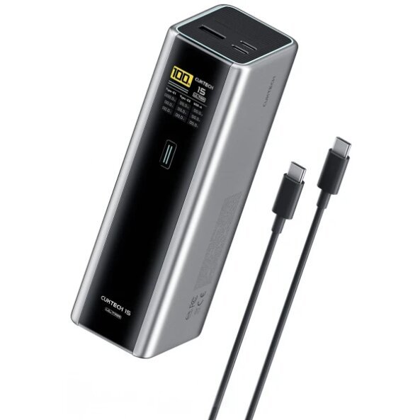 Baterie Externa Cuktech, 20000mAh, 210W, QC + PD, 1 x USB-A - 2 x USB-C, Gri CKPB200UGLGR 