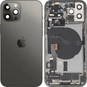 Capac Baterie Apple iPhone 12 Pro, Cu Carcasa Mijloc, Full Parts, Gri (Graphite), Swap 
