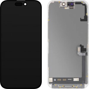 Display cu Touchscreen MP compatibil cu Apple iPhone 17, cu Rama, Versiune Soft OLED FHD 120Hz IC Movable, Negru