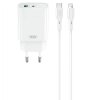 Incarcator Retea Cu Cablu Lightning XO Design CE30, 30W, 3A, 1 x USB-A - 1 x USB-C, Alb 