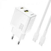 Incarcator Retea Cu Cablu USB-C Dudao A27TCEU, 30W, 1 x USB-A - 1 x USB-C, Alb 