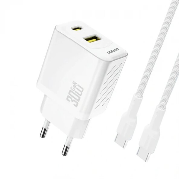 Incarcator Retea Cu Cablu USB-C Dudao A27TCEU, 30W, 1 x USB-A - 1 x USB-C, Alb 