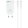 Incarcator Retea Cu Cablu USB-C XO Design CE30, 30W, 3A, 1 x USB-A - 1 x USB-C, Alb 