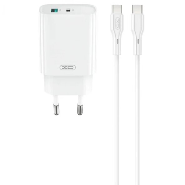 Incarcator Retea Cu Cablu USB-C XO Design CE30, 30W, 3A, 1 x USB-A - 1 x USB-C, Alb 