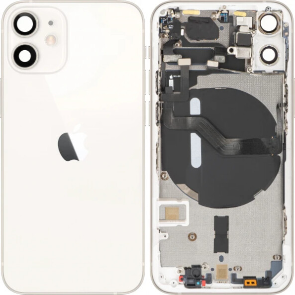 Capac Baterie Apple iPhone 12 mini, Cu Carcasa Mijloc, Alb, Swap 