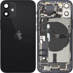 Capac Baterie Apple iPhone 12 mini, Cu Carcasa Mijloc, Full Parts, Negru, Swap 