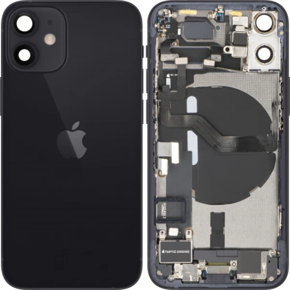 Capac Baterie Apple iPhone 12 mini, Cu Carcasa Mijloc, Full Parts, Negru, Swap 