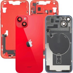 Capac Baterie Apple iPhone 14 Plus, Cu Carcasa Mijloc, Full Parts, Rosu, Swap