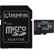Card Memorie microSDXC Kingston Industrial, 64Gb, Clasa 10 / UHS-1 U3, Cu Adaptor SDCIT2/64GB 