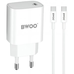 Incarcator Retea Cu Cablu USB-C BWOO CDA159, 20W, 3A, 1 x USB-C, Alb 