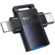 Adaptor OTG Lightning / USB-C - USB-A Yesido GS35, Gri