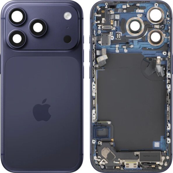 Capac Baterie Apple iPhone 17 Pro, Cu Carcasa Mijloc, Full Parts, Bleumarin (Deep Blue), Swap 