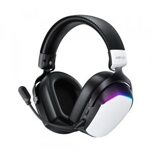 Casti Gaming Wireless Acefast H11, RGB, BT / Wi-FI / Wired, Albe