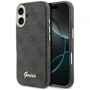 Husa MagSafe pentru Apple iPhone 17, Guess, 4G Script Logo, Neagra