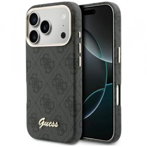 Husa MagSafe pentru Apple iPhone 17 Pro, Guess, 4G Script Logo, Neagra