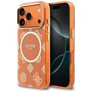 Husa MagSafe pentru Apple iPhone 17 Pro, Guess, IML Peony Dot, Portocalie