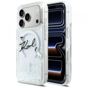 Husa MagSafe pentru Apple iPhone 17 Pro, Karl Lagerfeld, Glitter Karl Script Logo, Transparenta
