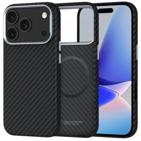 Husa MagSafe pentru Apple iPhone 17 Pro Max, Tech-Protect, Ion Carbon, Neagra 