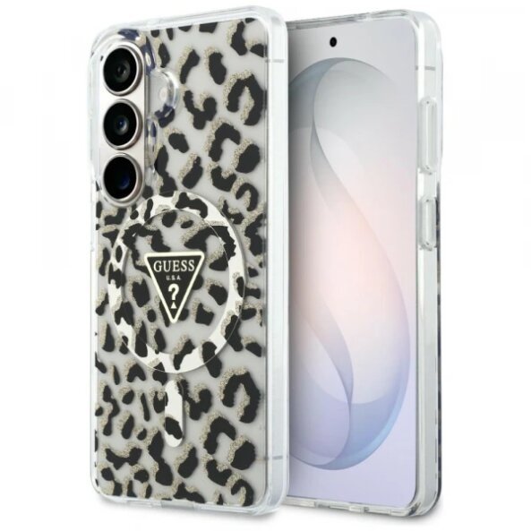 Husa MagSafe pentru Samsung Galaxy S26 S942, Guess, IML Leopard Pattern, Neagra