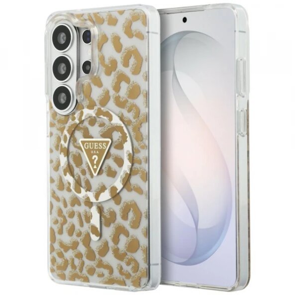 Husa MagSafe pentru Samsung Galaxy S26 Ultra S948, Guess, IML Leopard Pattern, Maro
