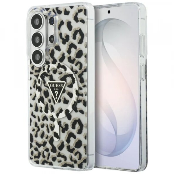 Husa MagSafe pentru Samsung Galaxy S26 Ultra S948, Guess, IML Leopard Pattern, Neagra