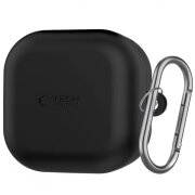 Husa Tech-Protect Silicone Hook pentru Samsung Galaxy Buds4 / Buds4 Pro, Neagra 