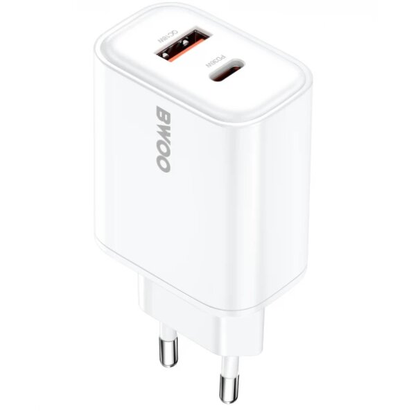Incarcator Retea BWOO CDA207, 36W, 3A, 1 x USB-A - 1 x USB-C, Alb 