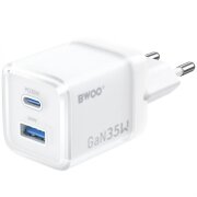 Incarcator Retea BWOO CDA222, 35W, 3A, 1 x USB-A - 1 x USB-C, Alb 