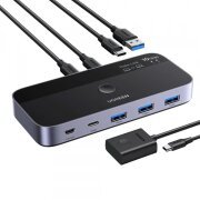 Switch USB UGREEN CM691 (45784), 3 x USB-A 3.2 - 1 x USB-C - 1 x miniUSB, Negru