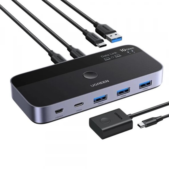 Switch USB UGREEN CM691 (45784), 3 x USB-A 3.2 - 1 x USB-C - 1 x miniUSB, Negru