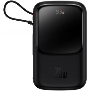 Baterie Externa Baseus Qpow Pro, 20000mAh, 20W, QC + PD, 1 x Lightning - 1 x USB-A - 1 x USB-C, Neagra PPQD060201 