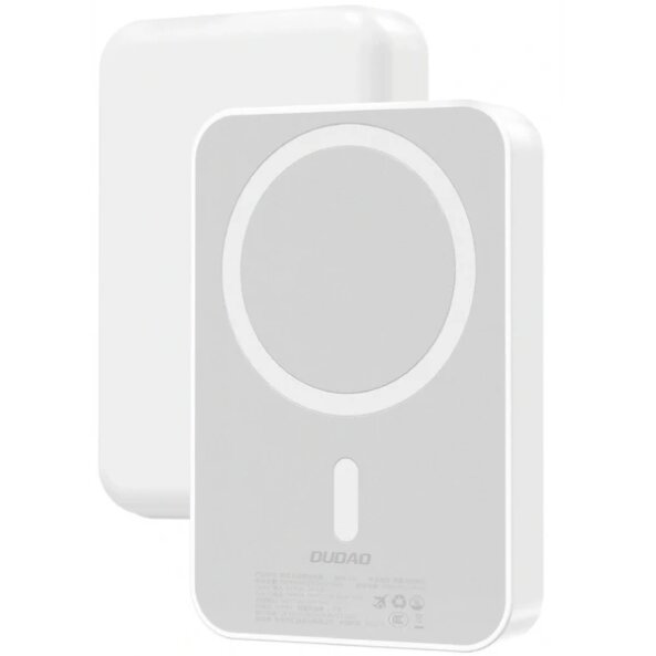 Baterie Externa Wireless Dudao K26, 10000mAh, 20W, QC + PD + FQI, 1 x QI - 1 x USB-A - 1 x USB-C, Alba 