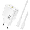 Incarcator Retea Cu Cablu USB-C Dudao A27Max, 35W, 1 x USB-A - 1 x USB-C, Alb 