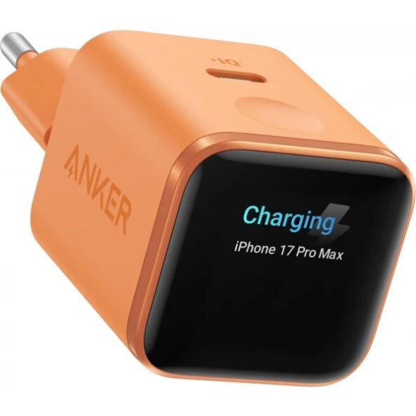 Incarcator Retea Anker Nano Display, 45W, 3A, 1 x USB-C, Portocaliu A121DGO1 