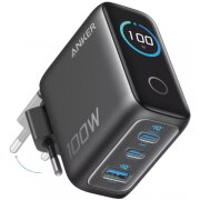 Incarcator Retea Cu Cablu USB-C Anker Smart Display, 100W, 5A, 1 x USB-A - 2 x USB-C, Gri, Resigilat B121BGZ1 