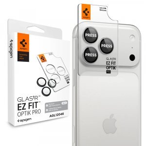 Folie de protectie Camera Spate Spigen GlastR EZ FIT Optik Pro pentru Apple iPhone 18 Pro / 18 Pro Max, Sticla Securizata, Set 2 bucati, Argintie AGL12046